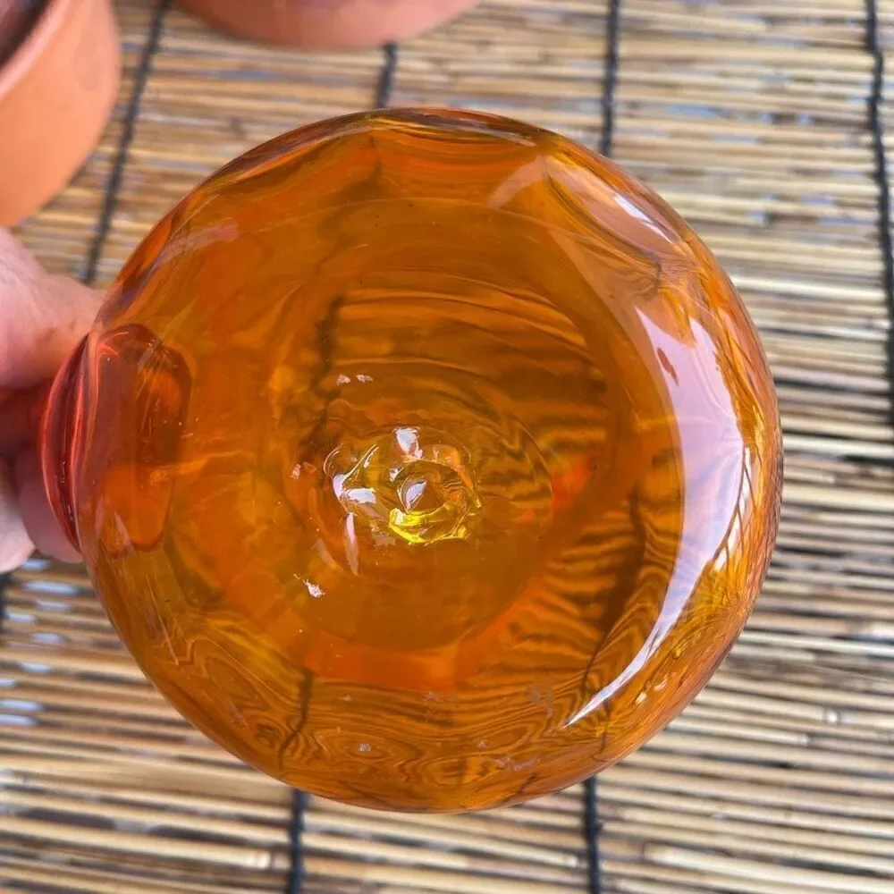 Mid-century modern orange art glass pitcher 1960